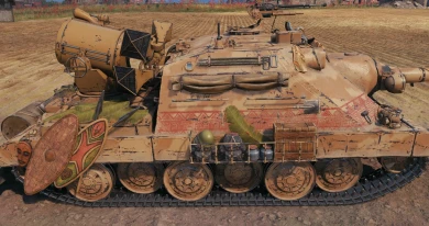 3D-стиль «Пустынная львица» для танка Wz.70 Żubr в 17 сезоне Боевого пропуска Мир танков 3D-стиль «Пустынная львица» для танка Wz.70 Żubr в 17 сезоне Боевого пропуска Мир танков